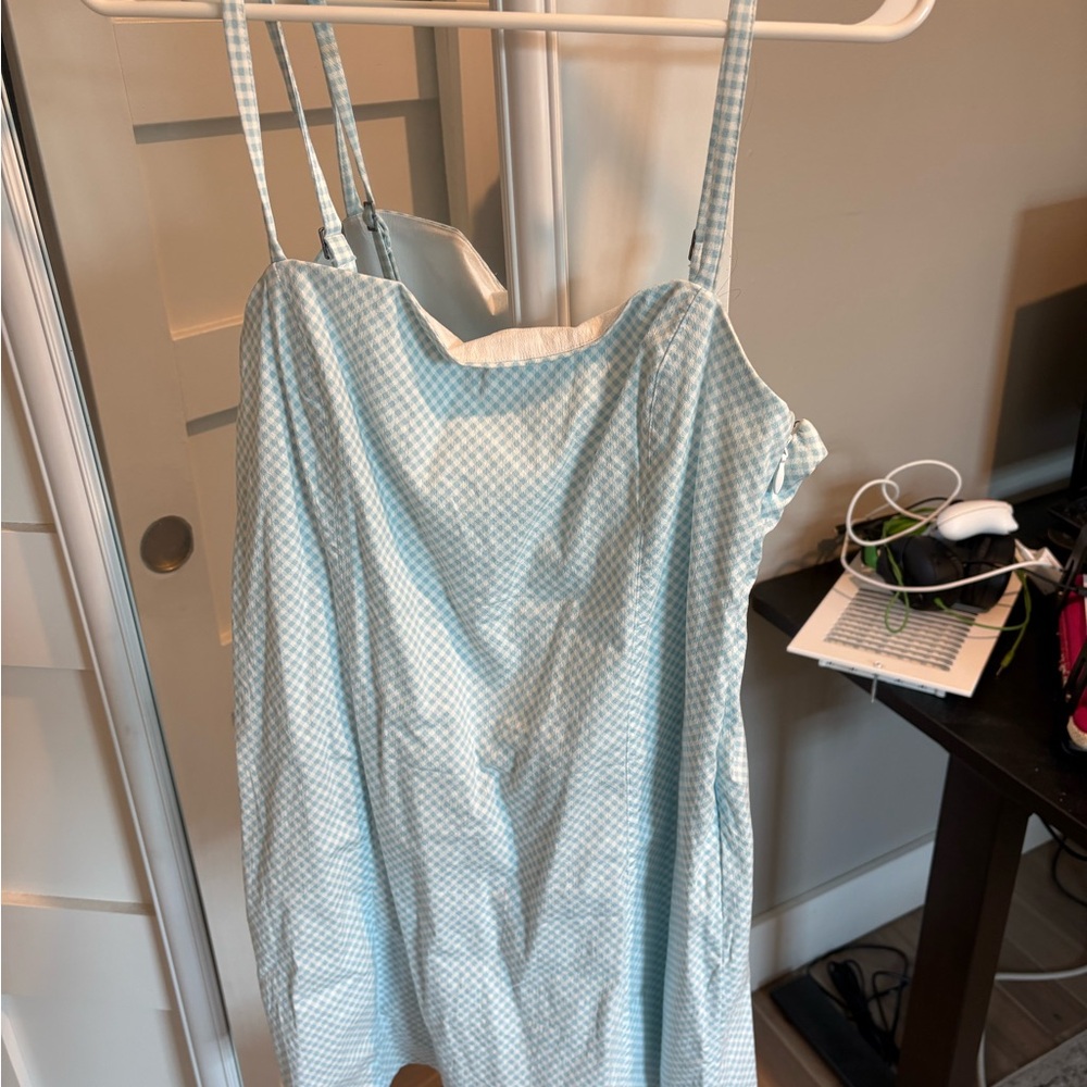 Abercrombie & Fitch Light Blue Gingham Dress With Built in Shorts.